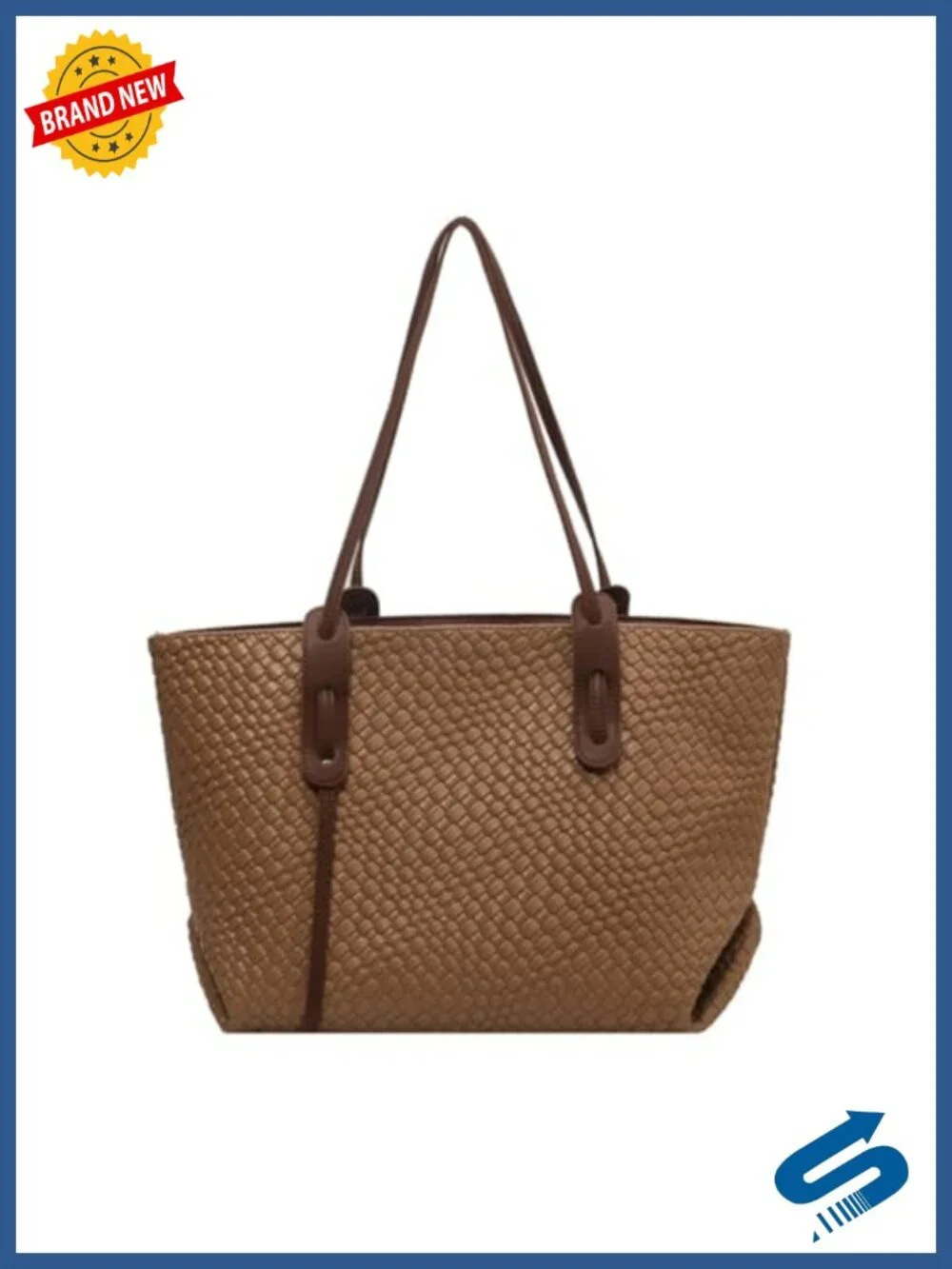 Large Leather Woven Tote Handbag Top Handle Satchel Shoulder Bag Work